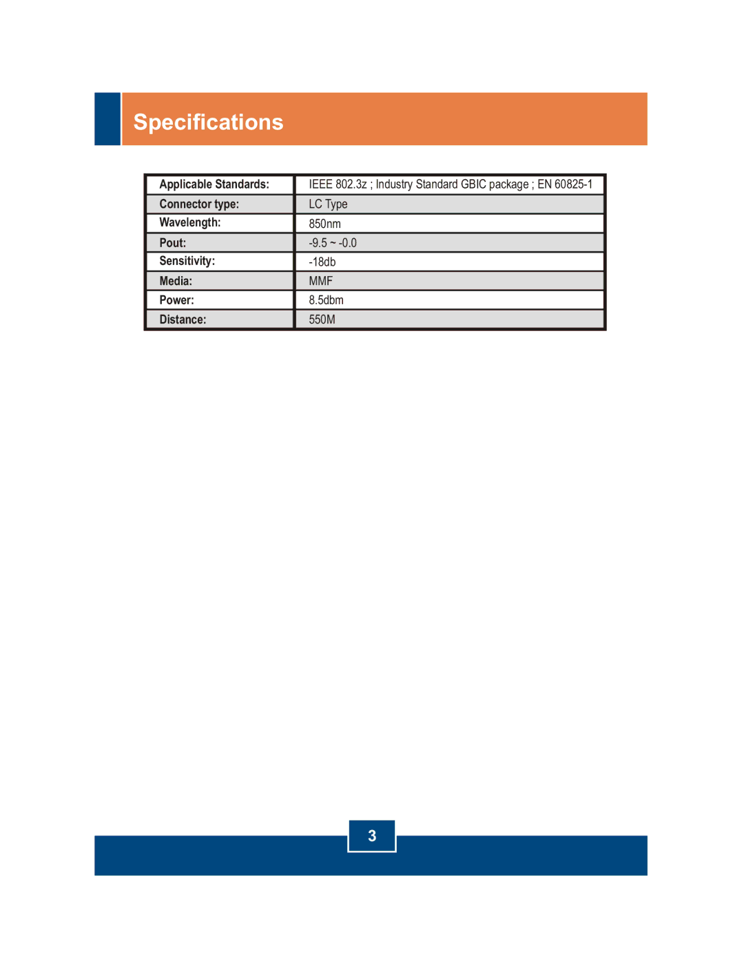 TRENDnet TEG-MGBSX manual Specifications 