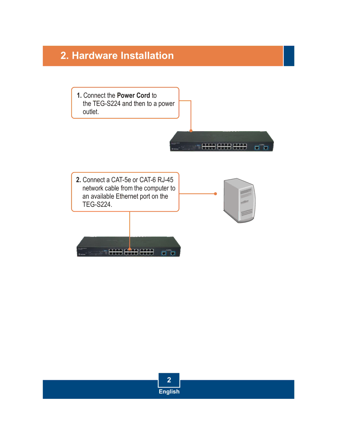 TRENDnet TEG-S224 manual Hardware Installation 