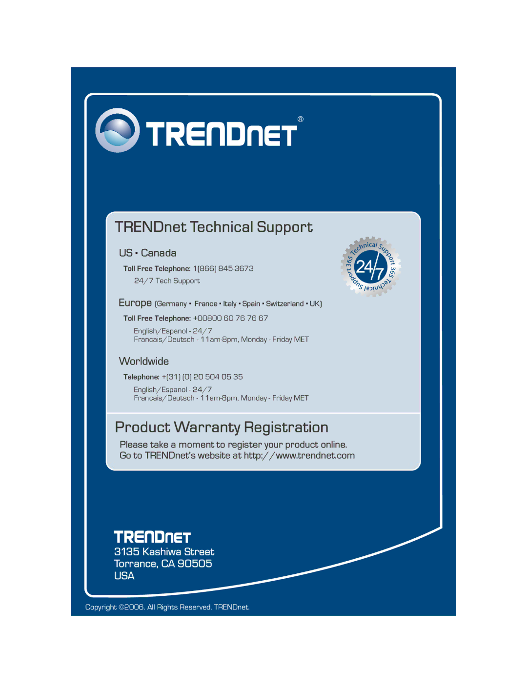 TRENDnet TEG-S2400I manual Product Warranty Registration 