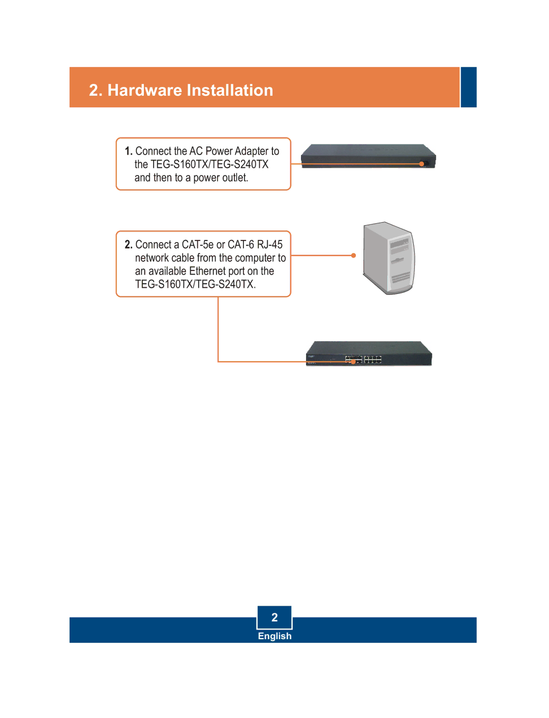 TRENDnet TEG-S240TX, TEG-S160TX manual Hardware Installation 