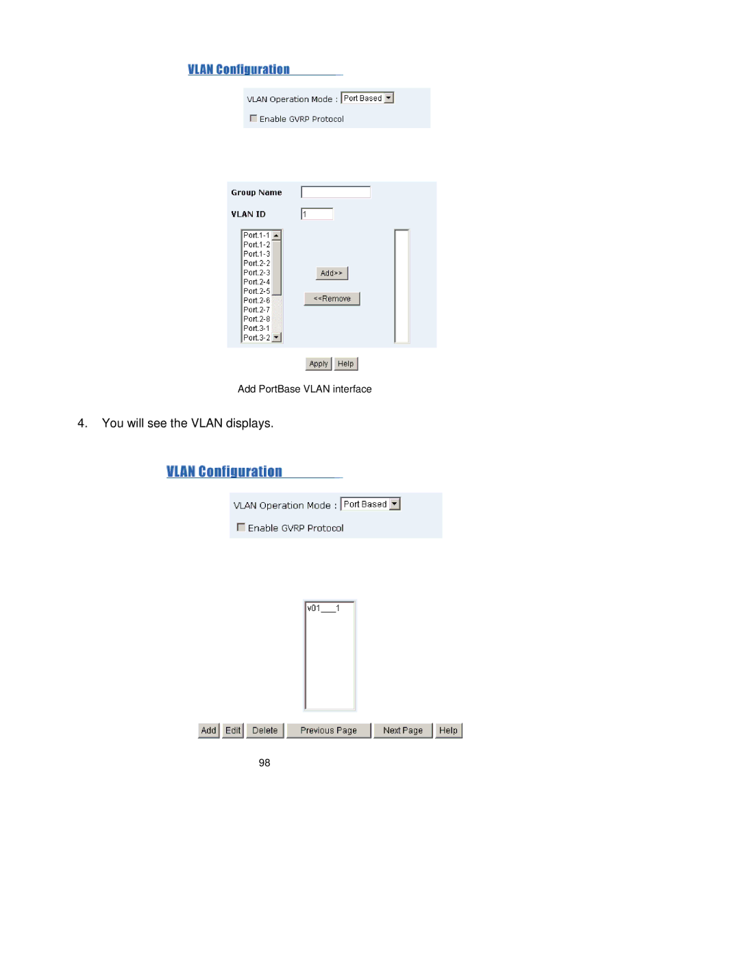 TRENDnet TEG-S3000I manual You will see the Vlan displays 