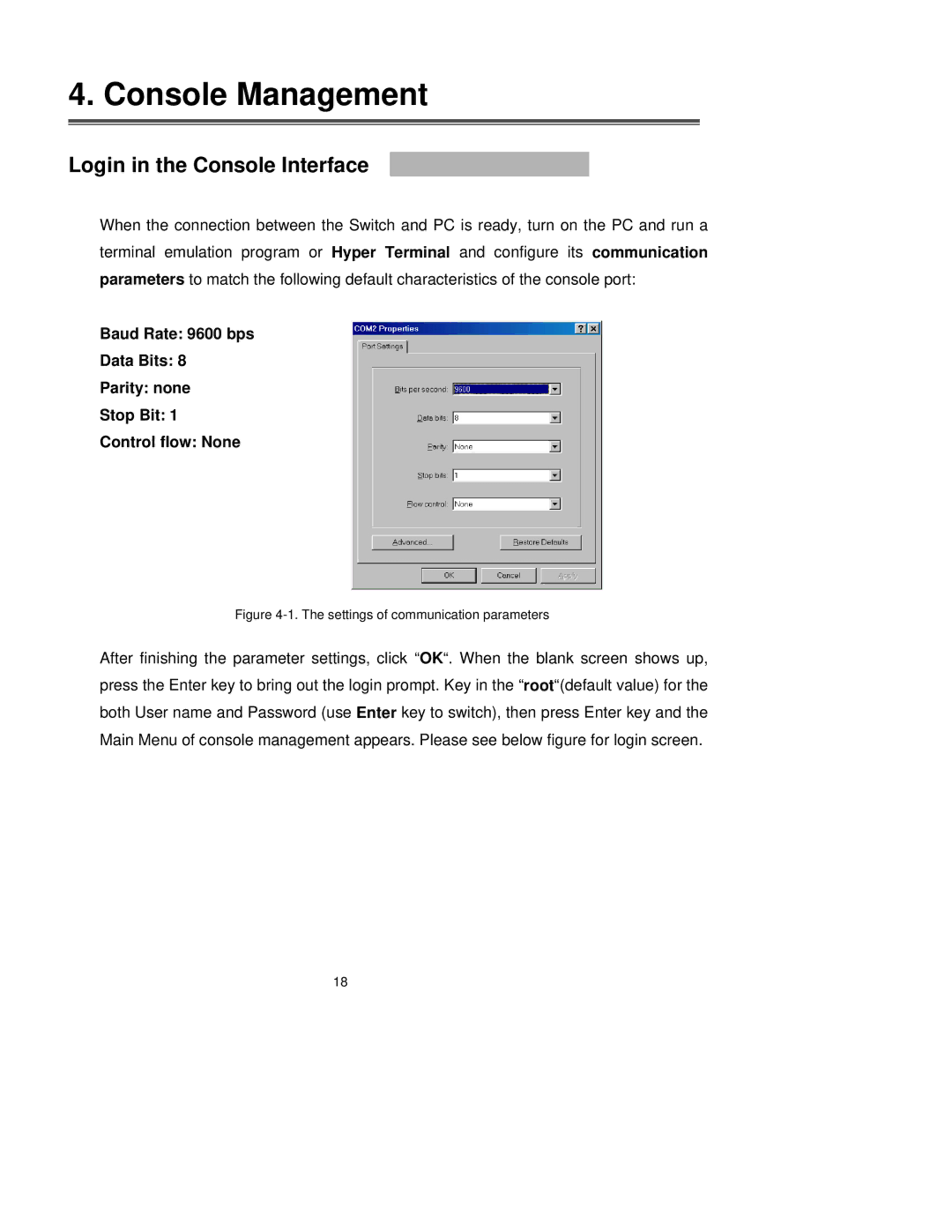 TRENDnet TEG-S3000I manual Console Management, Login in the Console Interface 