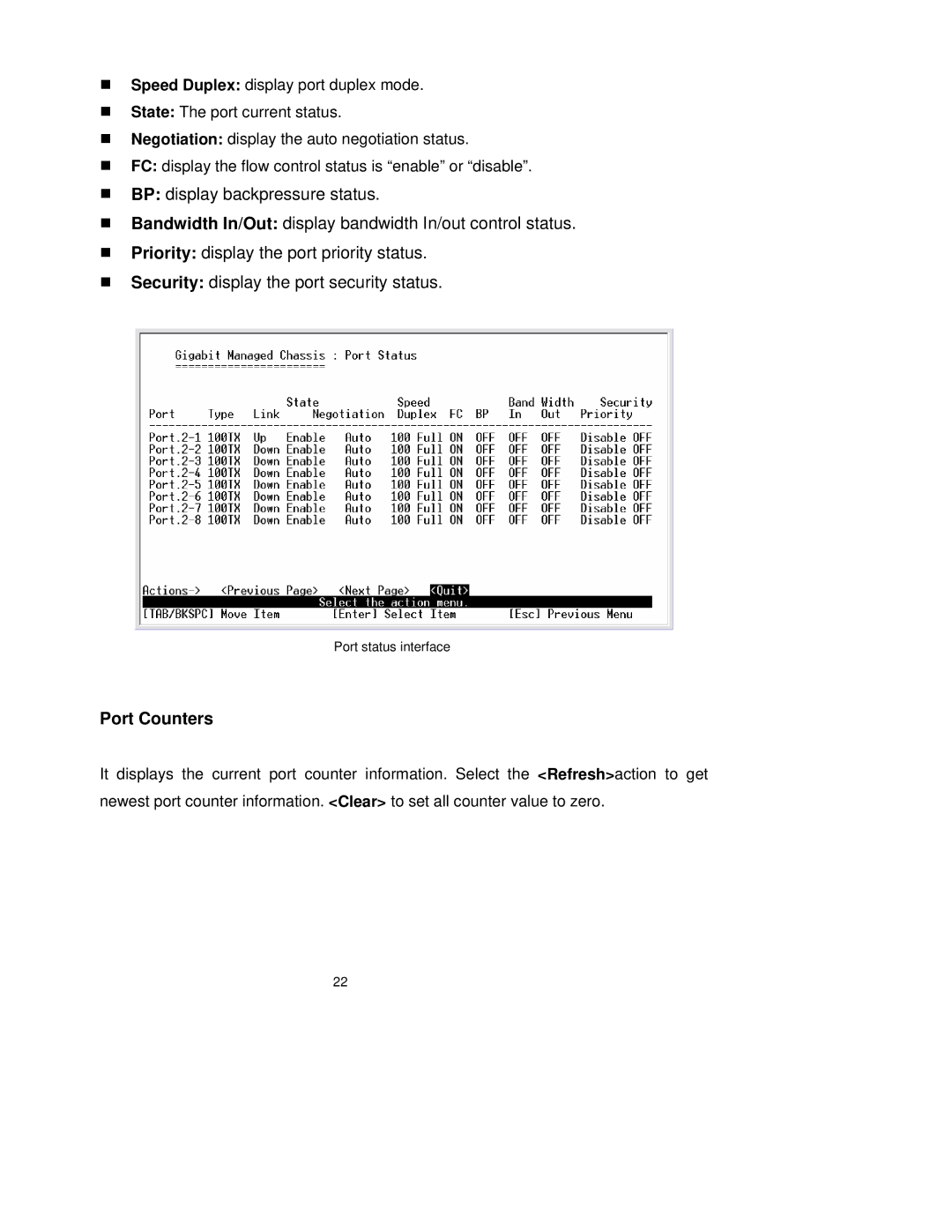 TRENDnet TEG-S3000I manual Port Counters 