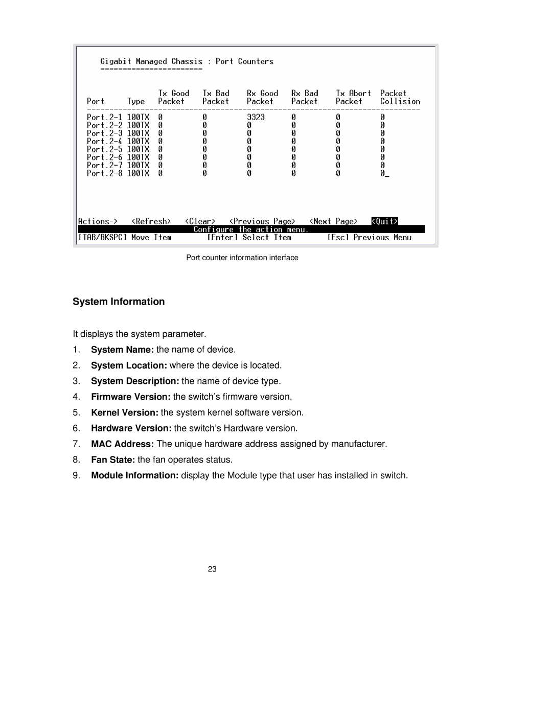 TRENDnet TEG-S3000I manual System Information 