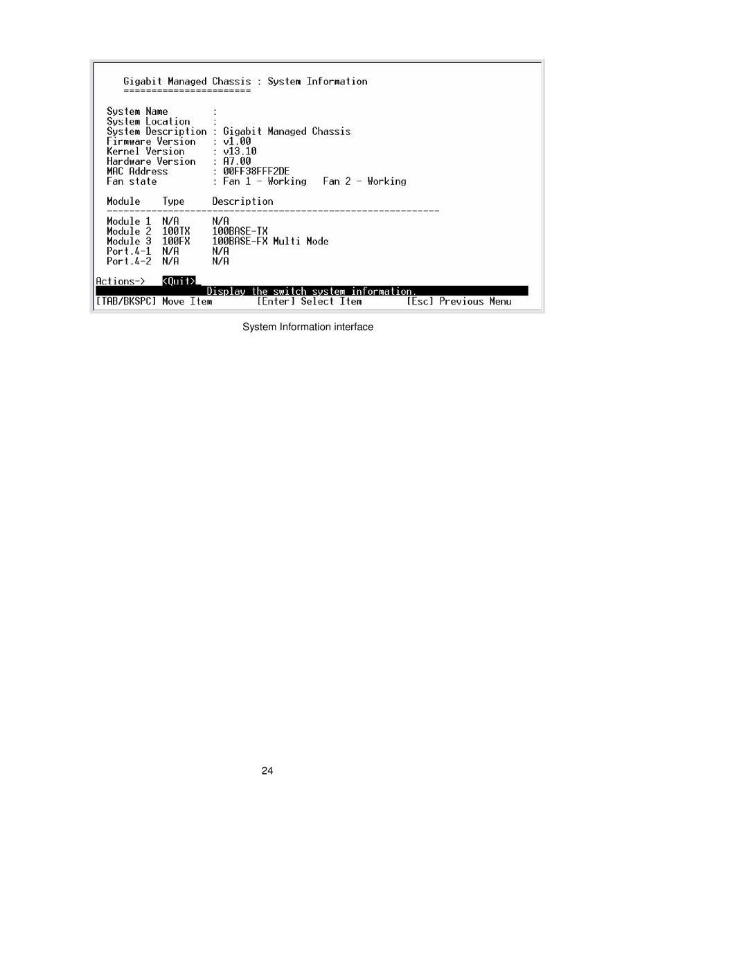 TRENDnet TEG-S3000I manual System Information interface 