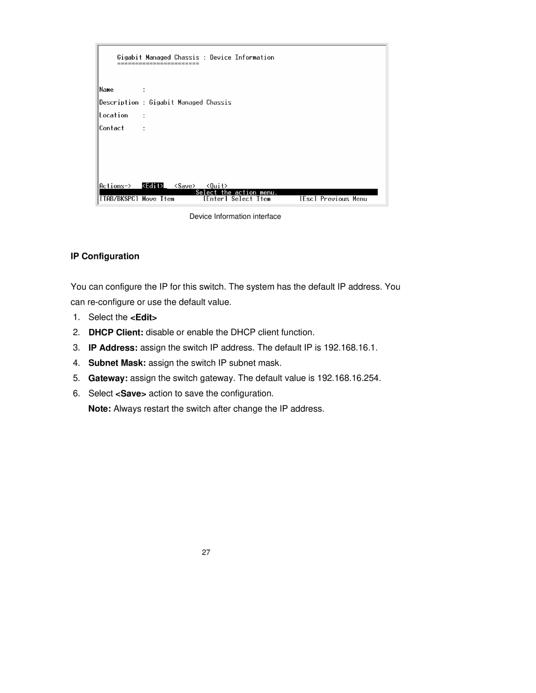 TRENDnet TEG-S3000I manual IP Configuration 