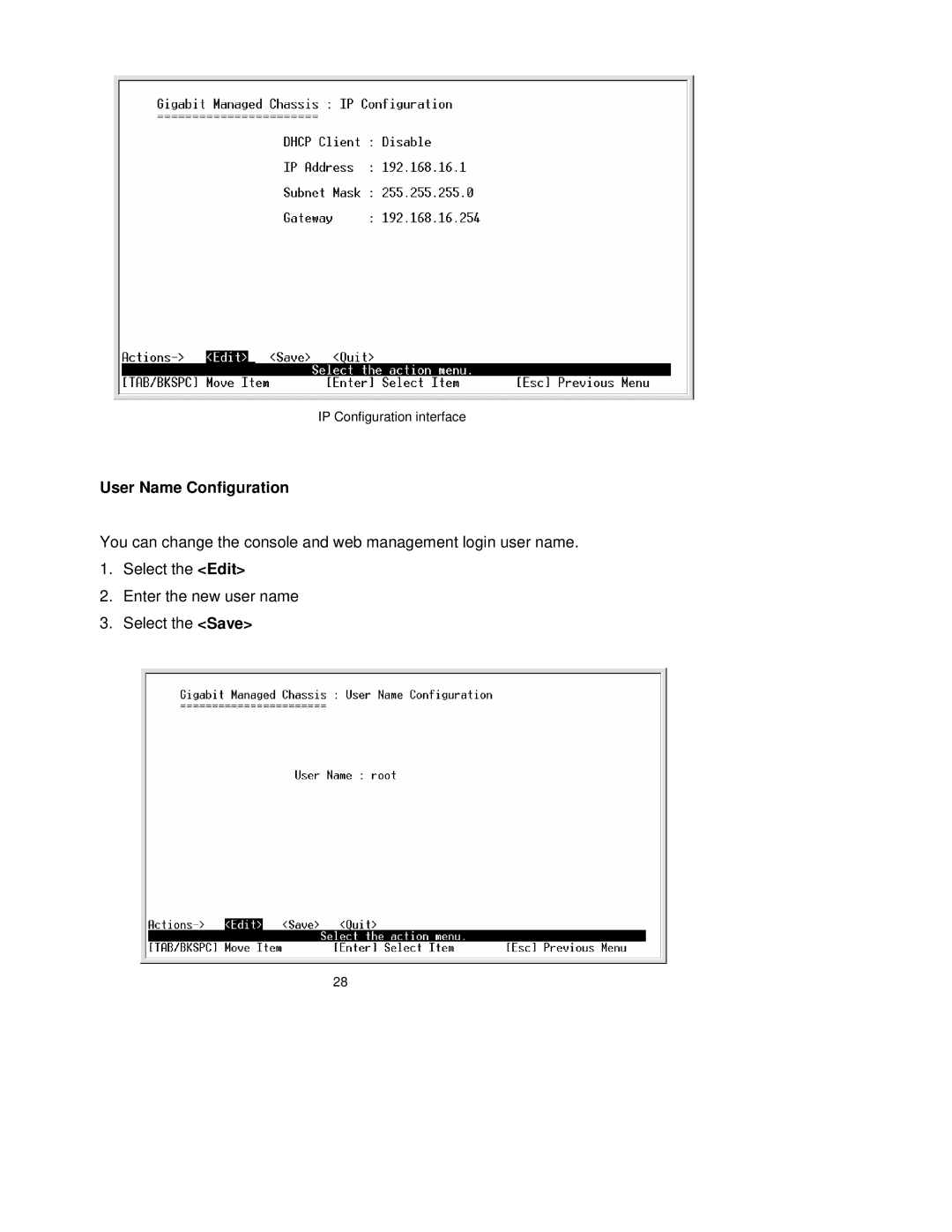 TRENDnet TEG-S3000I manual User Name Configuration 