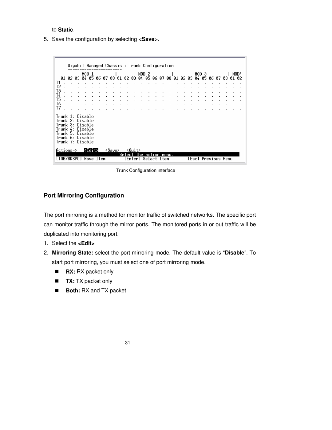 TRENDnet TEG-S3000I manual Port Mirroring Configuration, To Static 