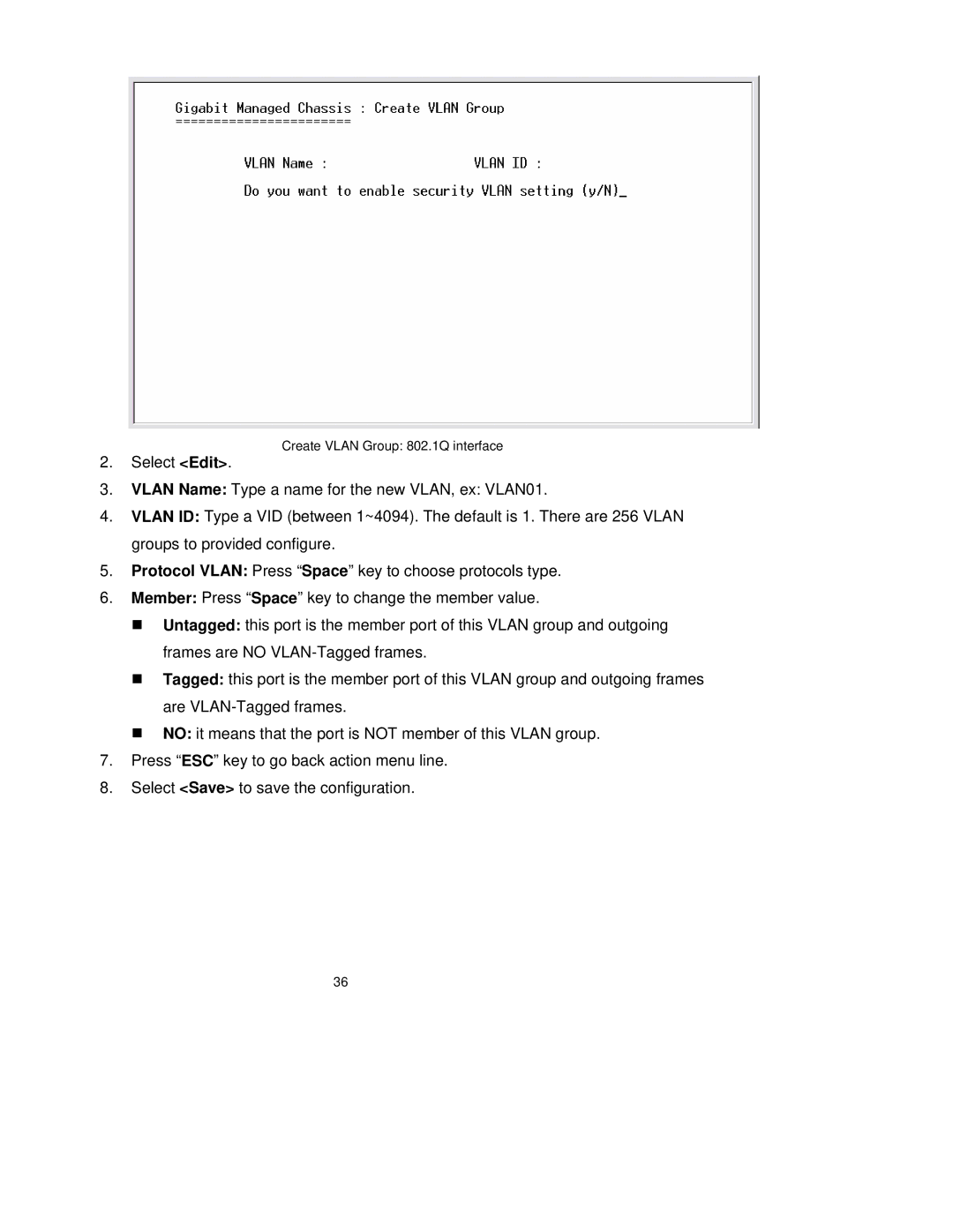 TRENDnet TEG-S3000I manual Create Vlan Group 802.1Q interface 