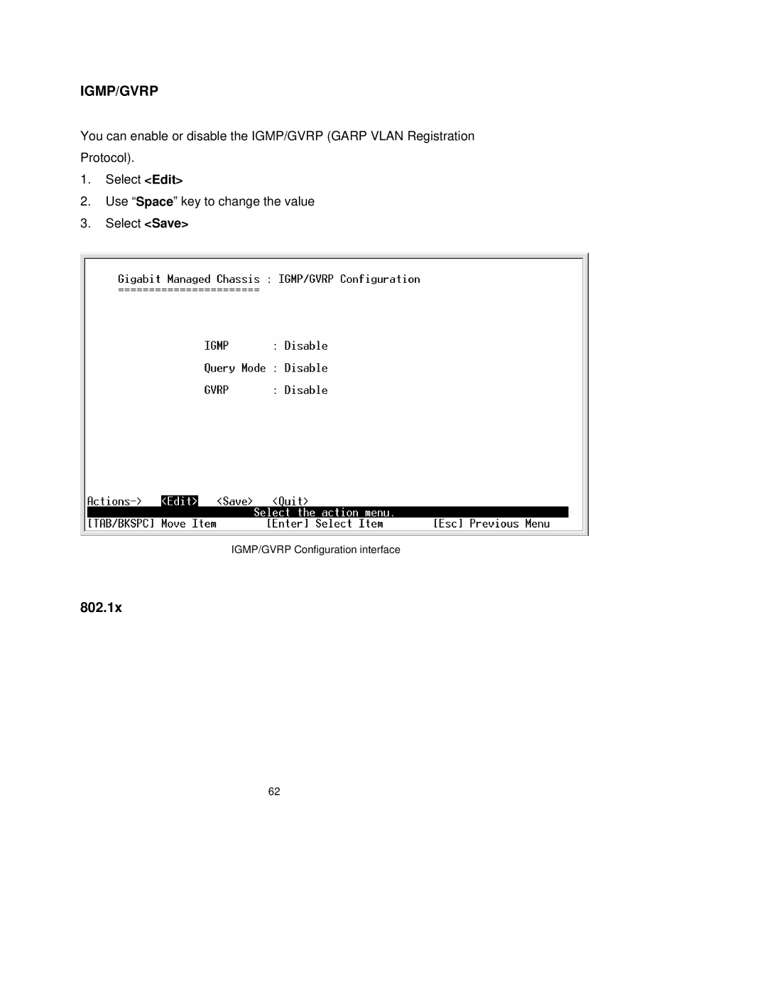 TRENDnet TEG-S3000I manual Igmp/Gvrp, 802.1x 