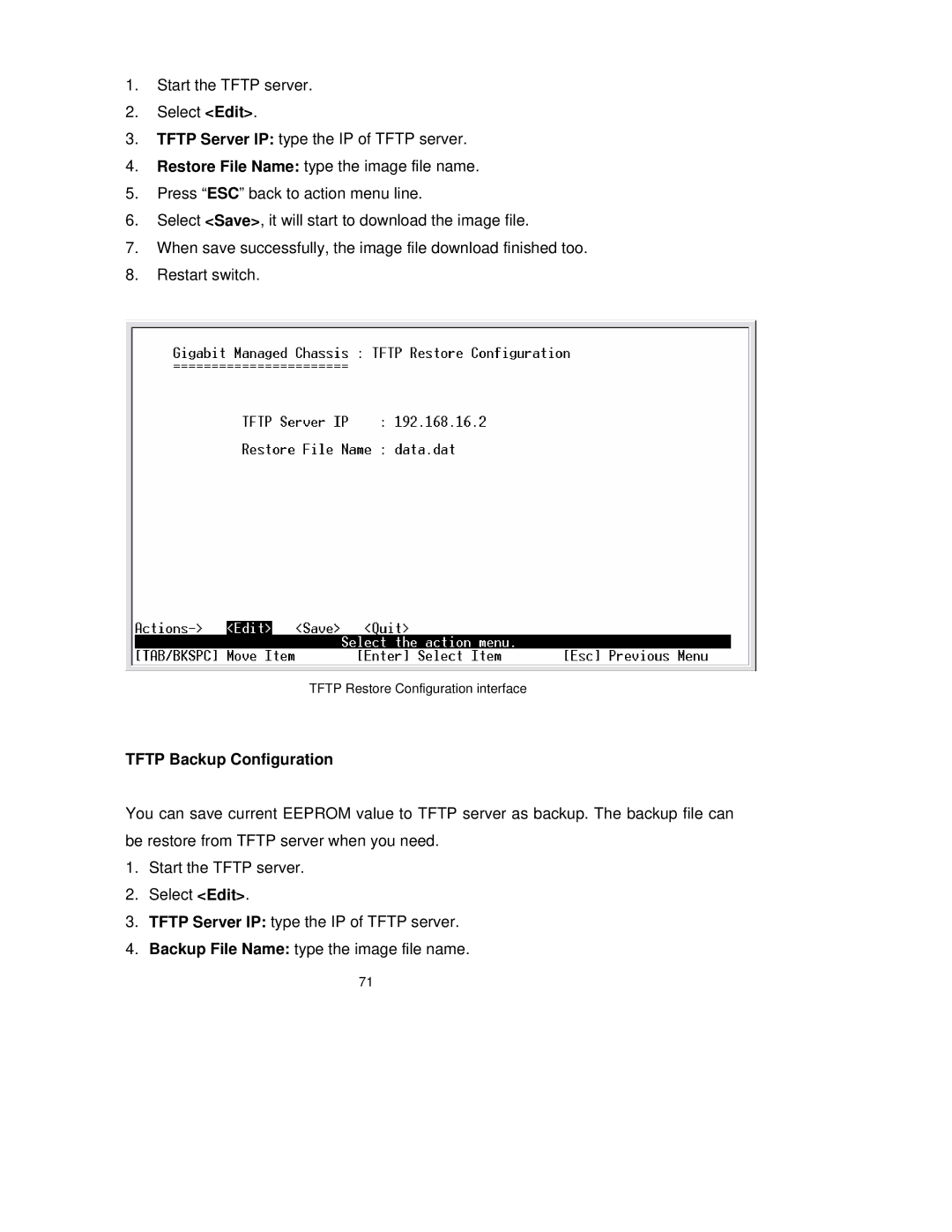 TRENDnet TEG-S3000I manual Tftp Backup Configuration 