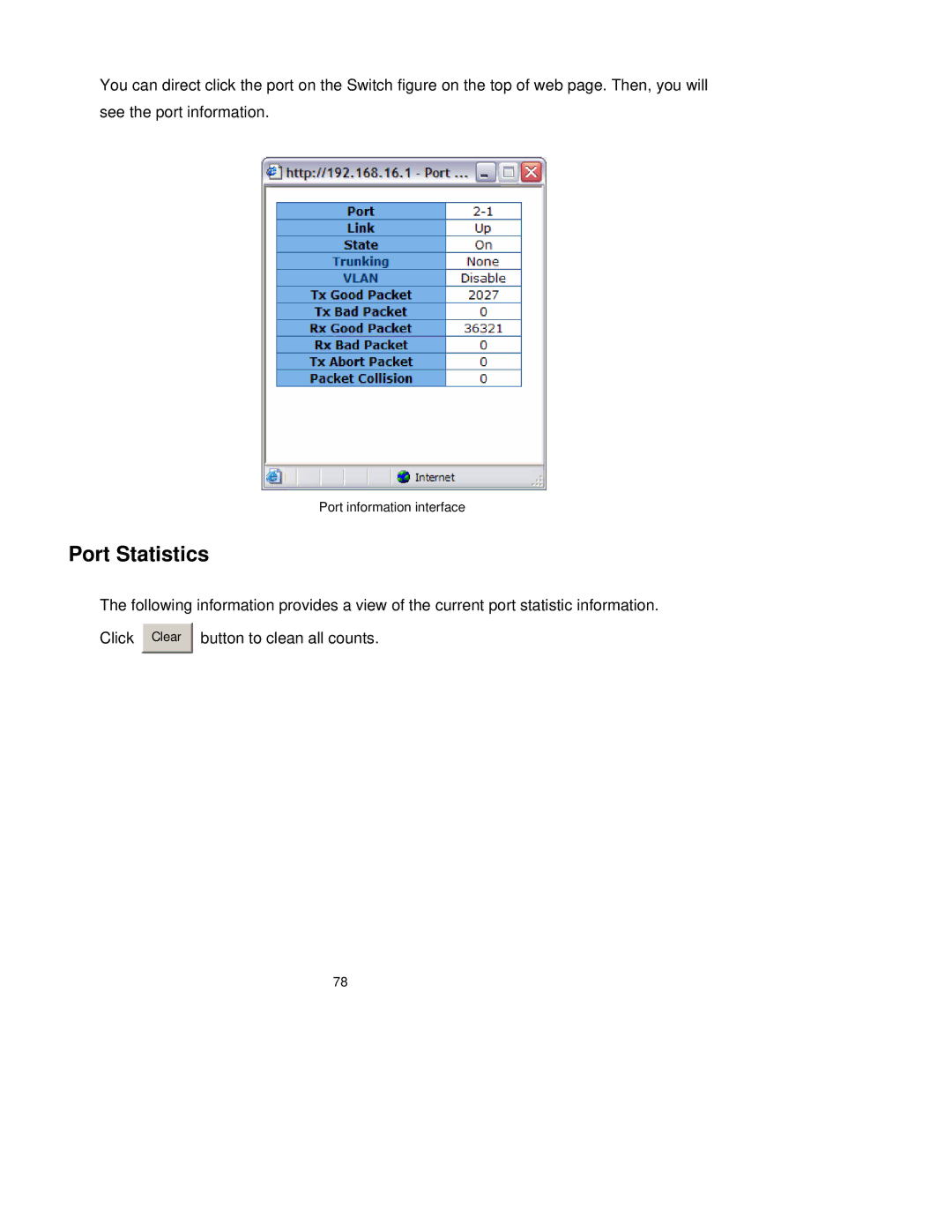 TRENDnet TEG-S3000I manual Port Statistics 