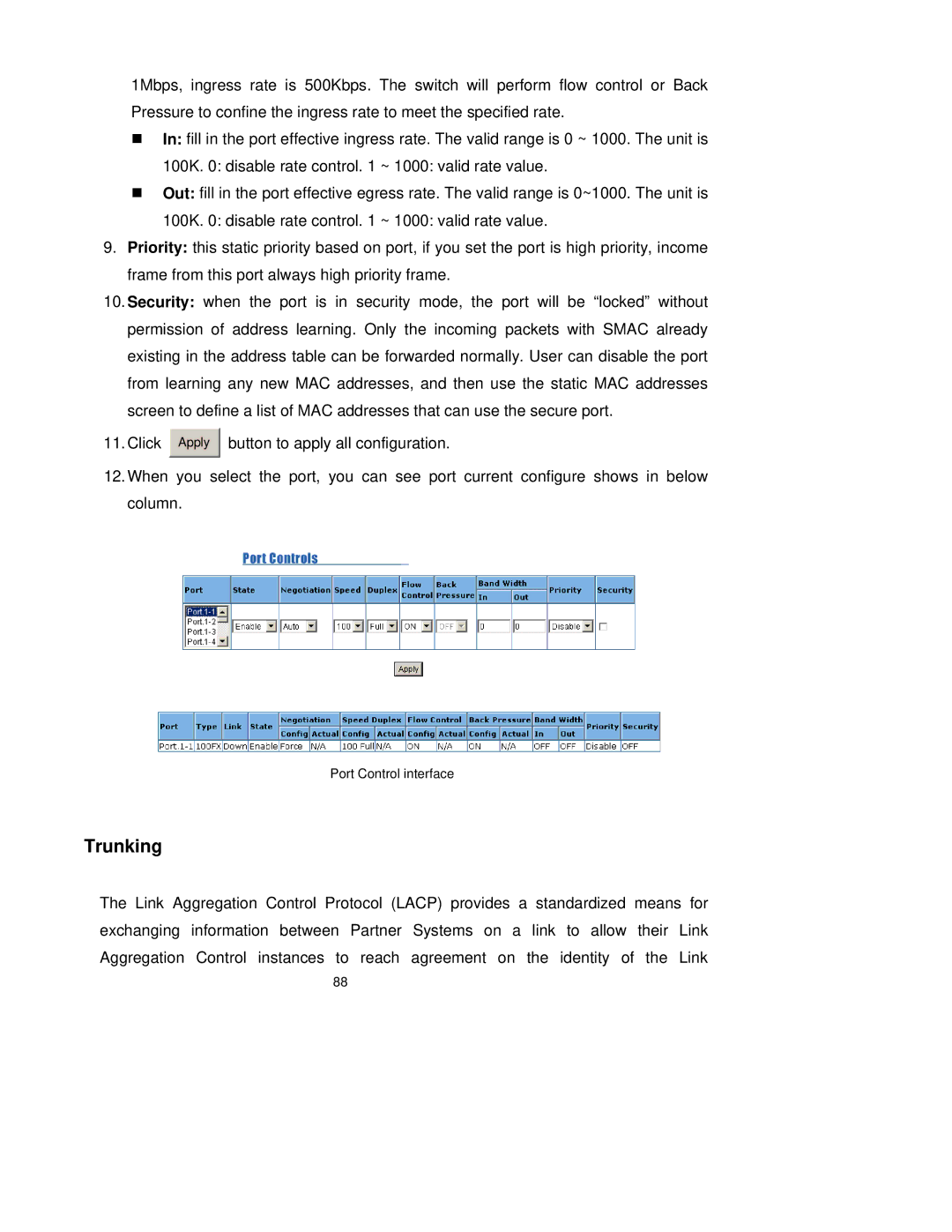 TRENDnet TEG-S3000I manual Trunking 