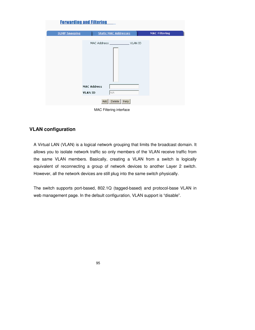 TRENDnet TEG-S3000I manual Vlan configuration 