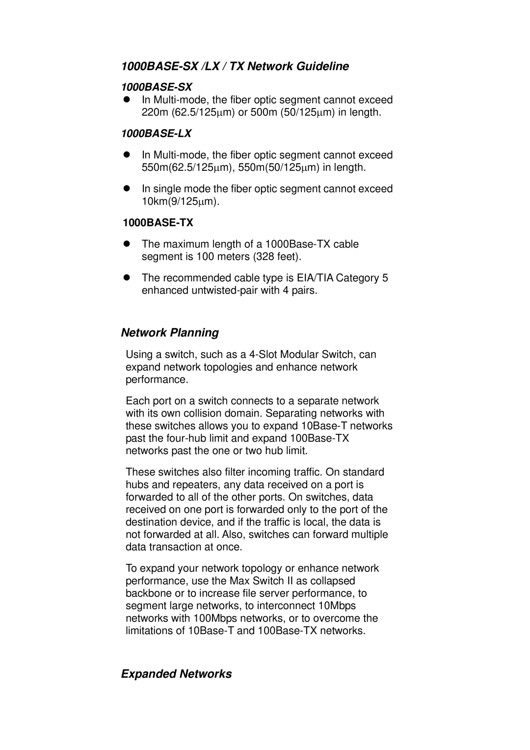 TRENDnet TEG-S4000 manual 1000BASE-SX /LX / TX Network Guideline, Network Planning, Expanded Networks 