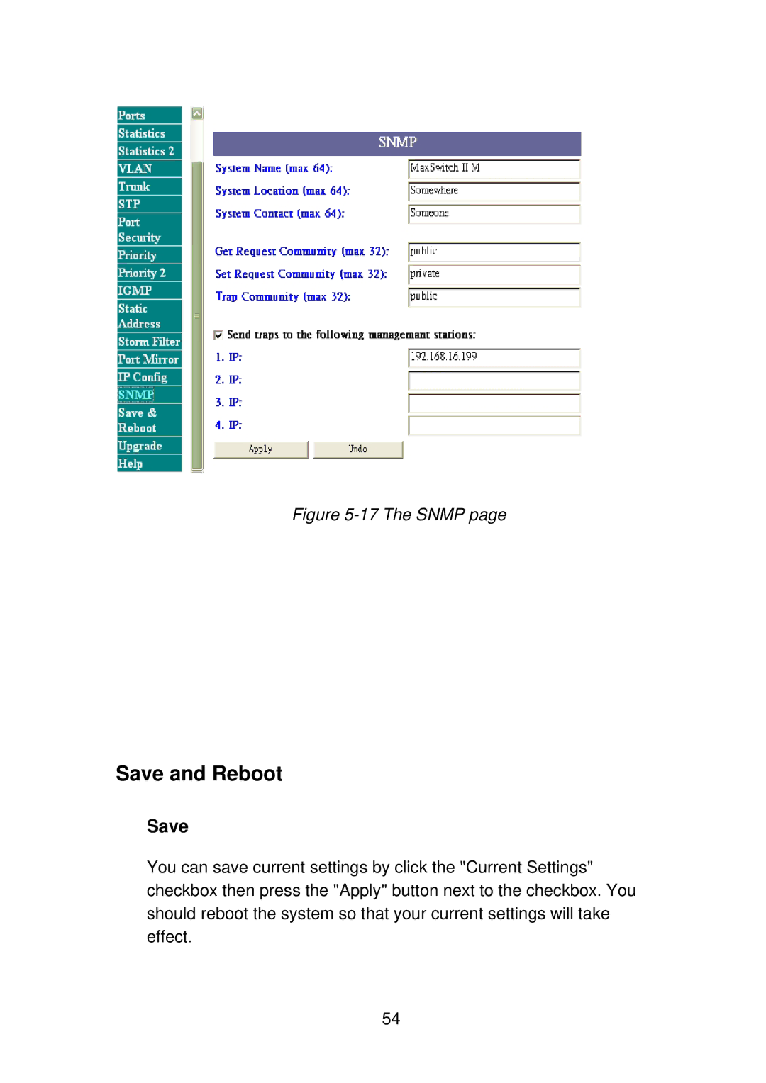 TRENDnet TEG-S4000I manual Save and Reboot 