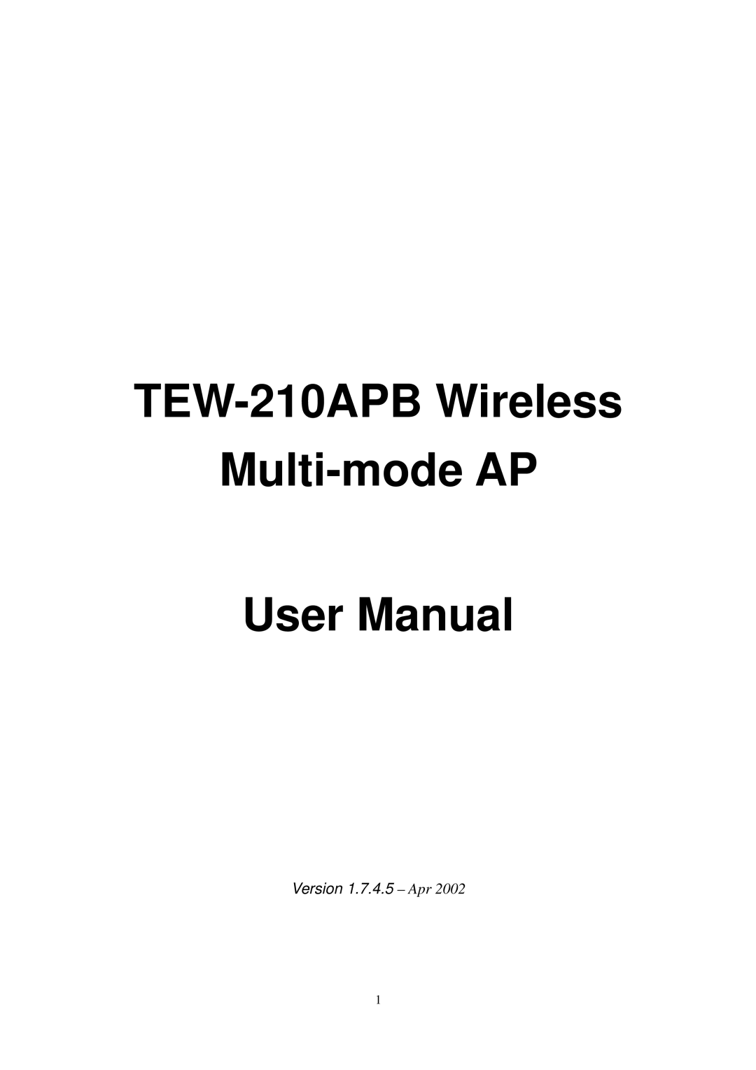 TRENDnet user manual TEW-210APB Wireless Multi-mode AP 