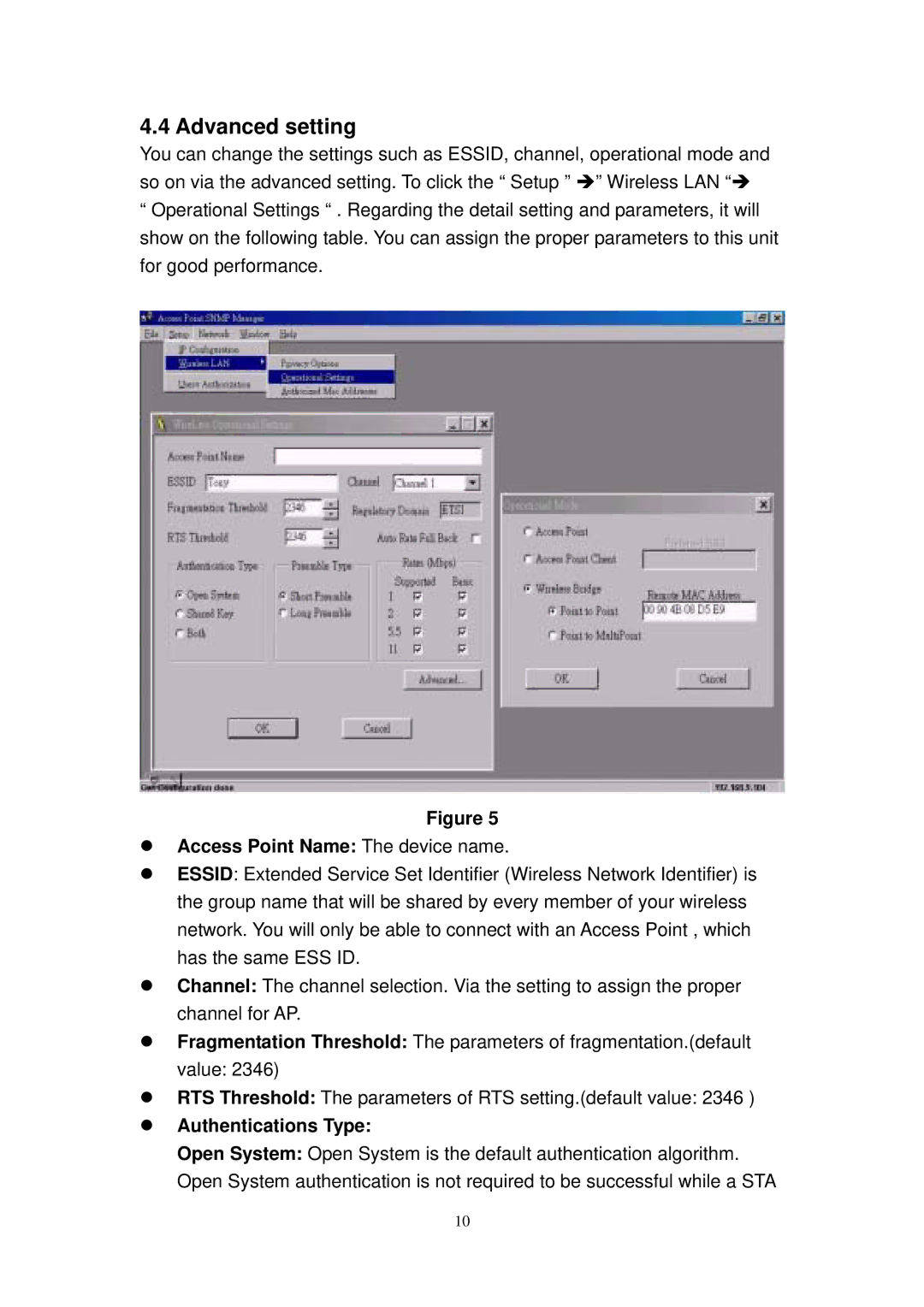 TRENDnet TEW-210APB user manual Advanced setting, Access Point Name The device name 