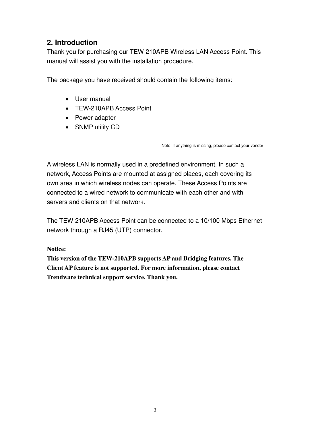 TRENDnet TEW-210APB user manual Introduction 