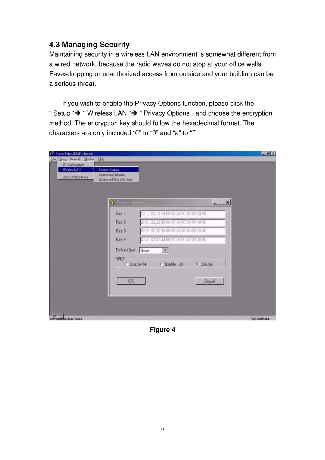 TRENDnet TEW-210APB user manual Managing Security 