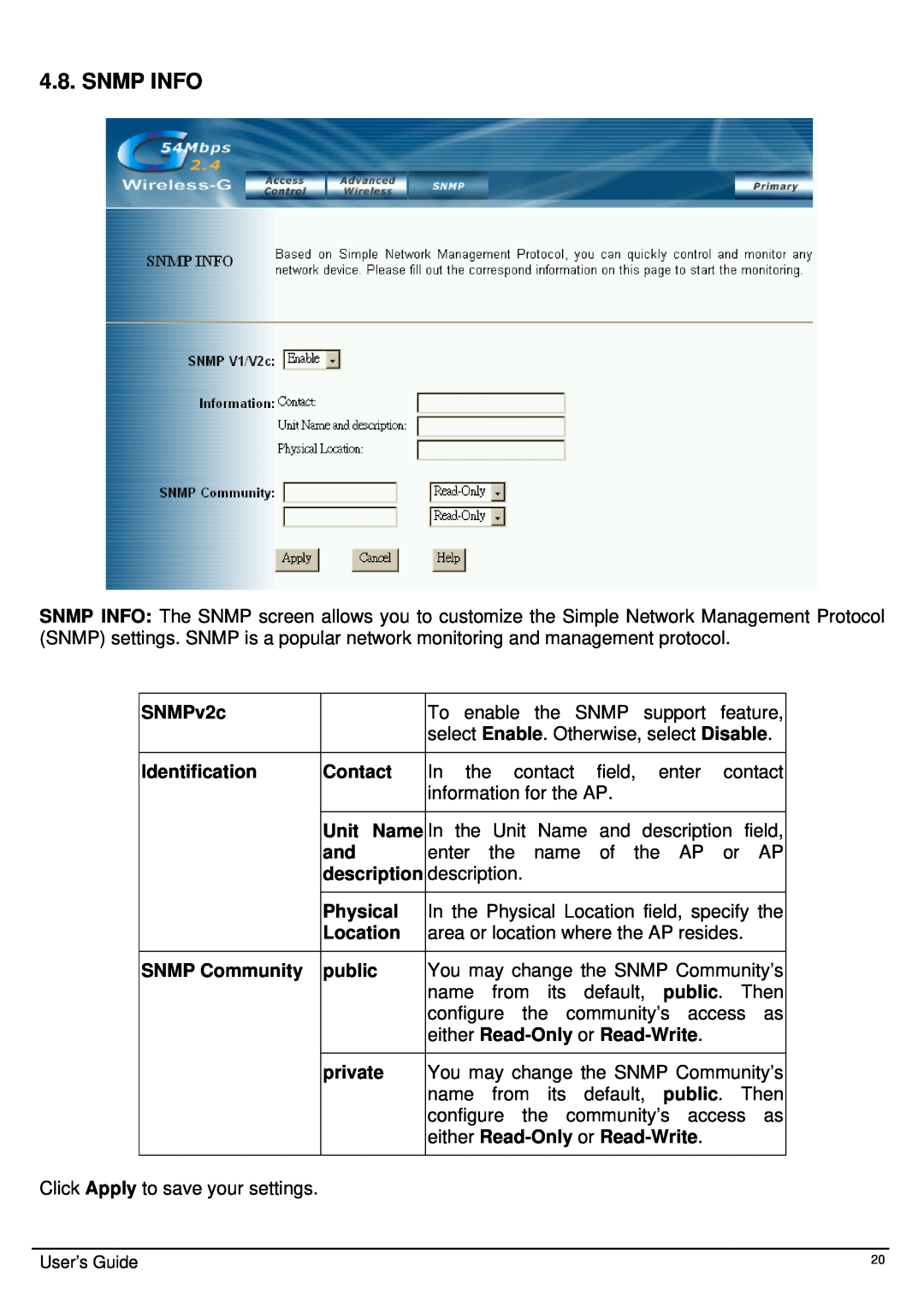 TRENDnet TEW-413APBO manual Snmp Info 
