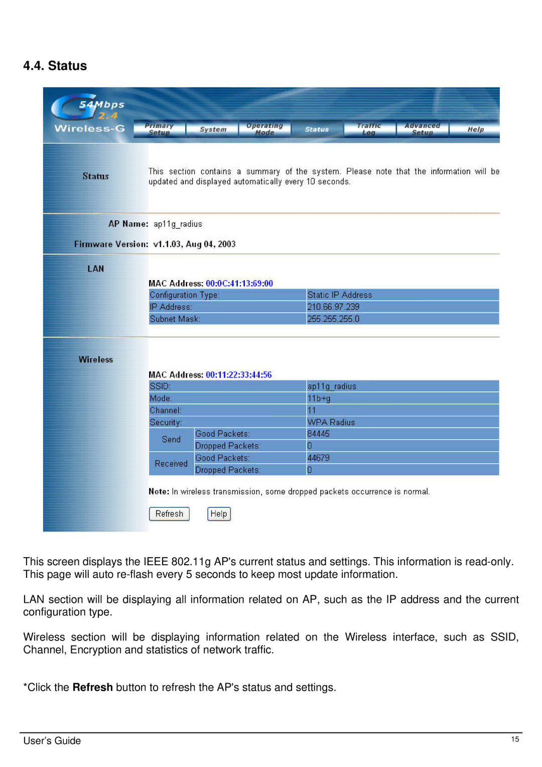 TRENDnet TEW-413APBO manual Status 