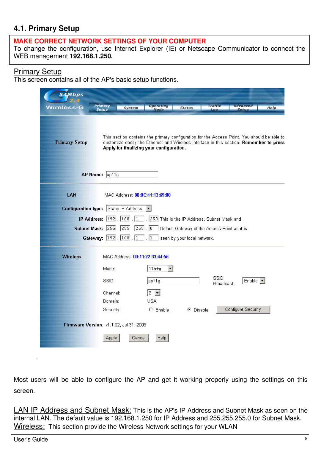 TRENDnet TEW-413APBO manual Primary Setup, Make Correct Network Settings of Your Computer 