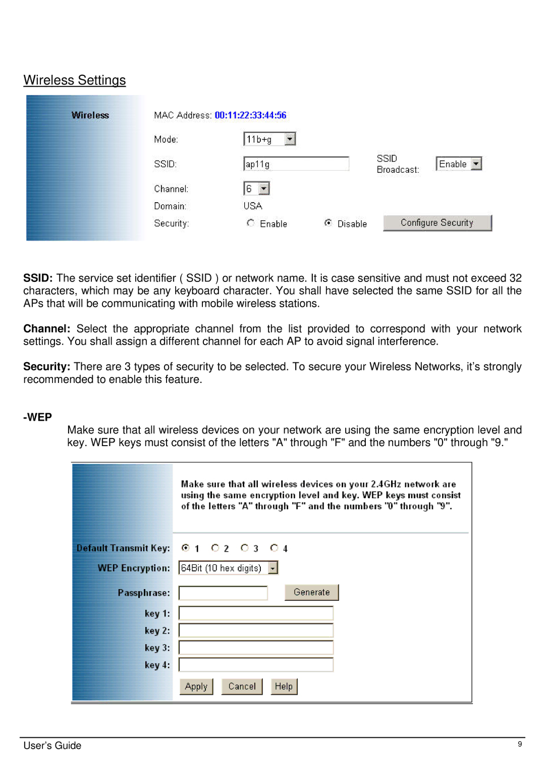 TRENDnet TEW-413APBO manual Wireless Settings 