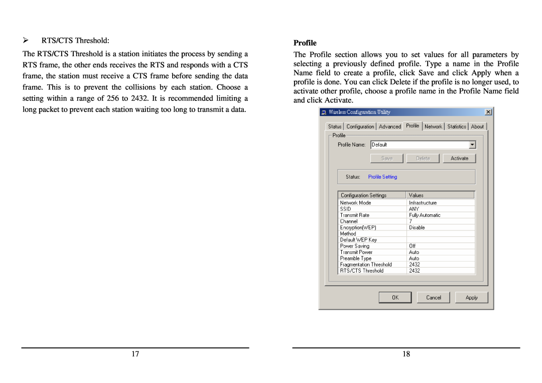 TRENDnet TEW-421PC manual Profile 
