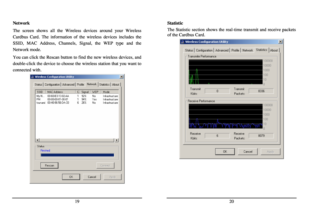 TRENDnet TEW-421PC manual Network, Statistic 