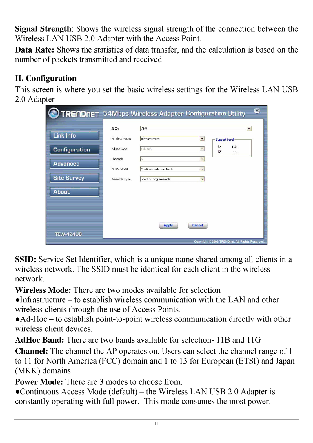 TRENDnet TEW-424UB manual II. Configuration 