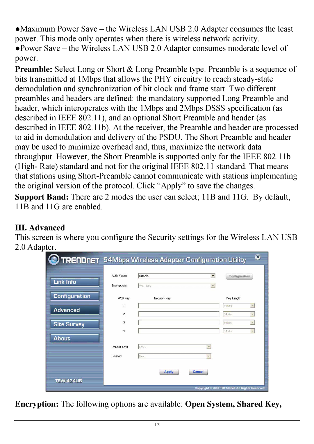 TRENDnet TEW-424UB manual III. Advanced 