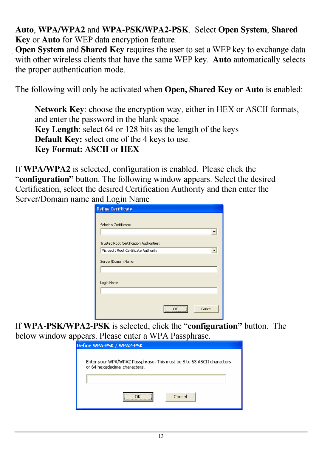 TRENDnet TEW-424UB manual Key Format Ascii or HEX 