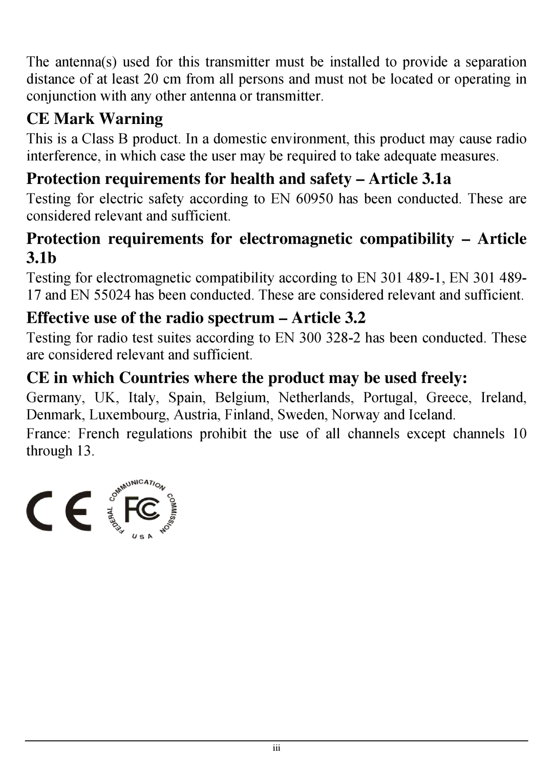 TRENDnet TEW-424UB manual CE Mark Warning 