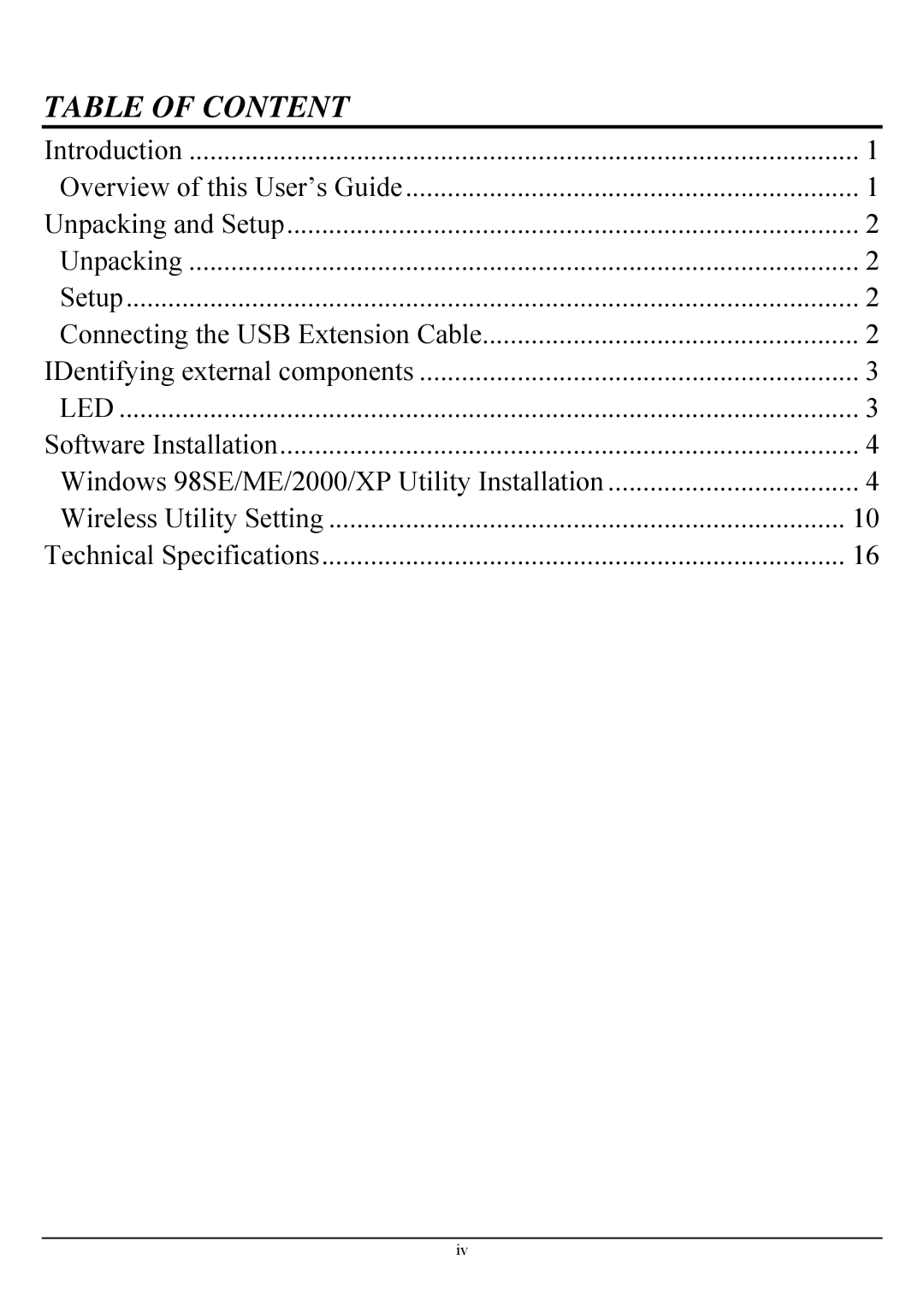 TRENDnet TEW-424UB manual Table of Content 