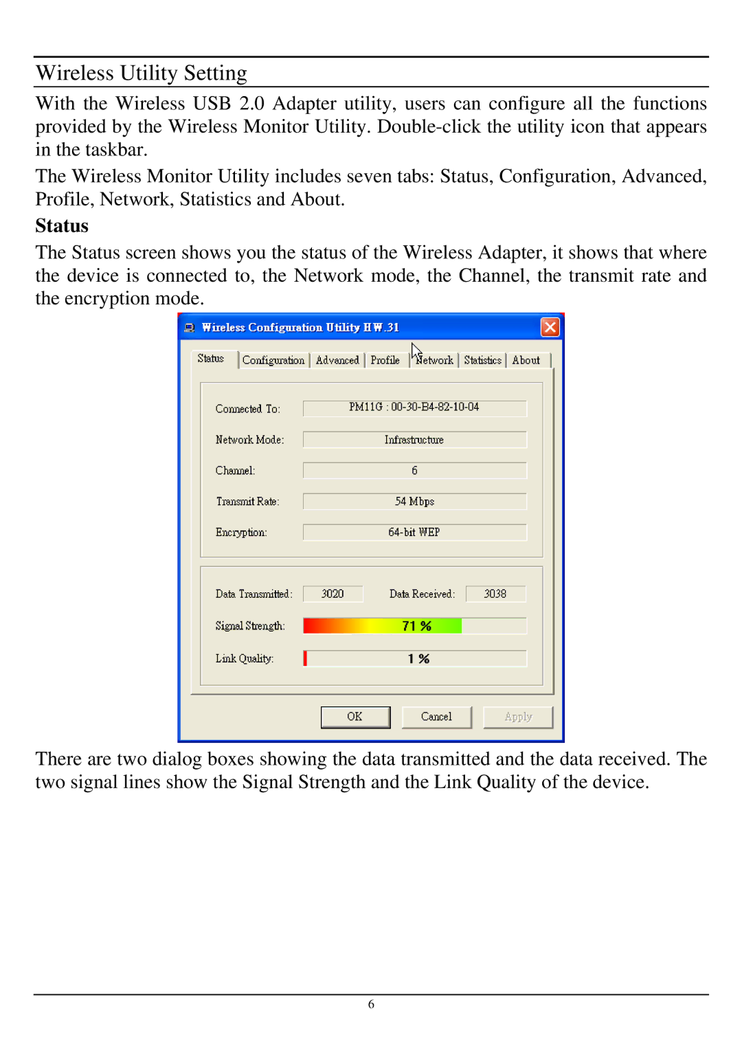 TRENDnet TEW-424UB manual Status 