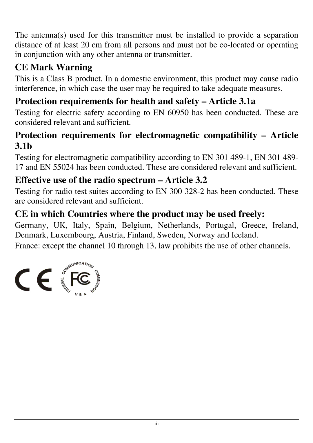 TRENDnet TEW-424UB manual CE Mark Warning 