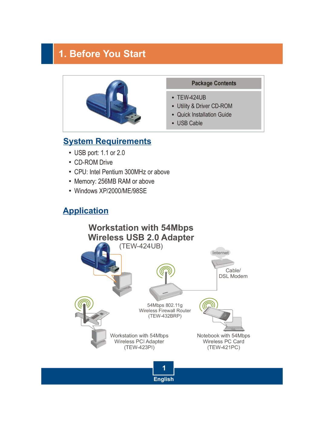 TRENDnet TEW-424UB manual Before You Start, System Requirements 