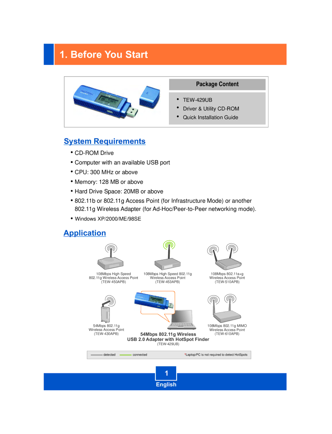 TRENDnet TEW-428UB manual Before You Start, System Requirements 