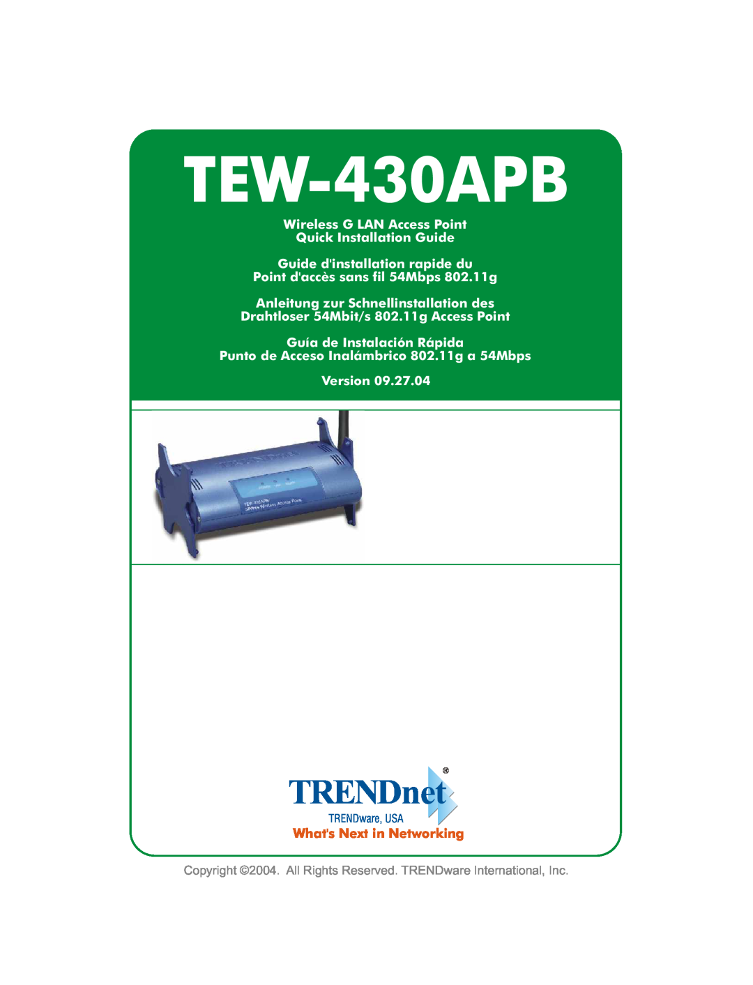 TRENDnet TEW-430APB manual 