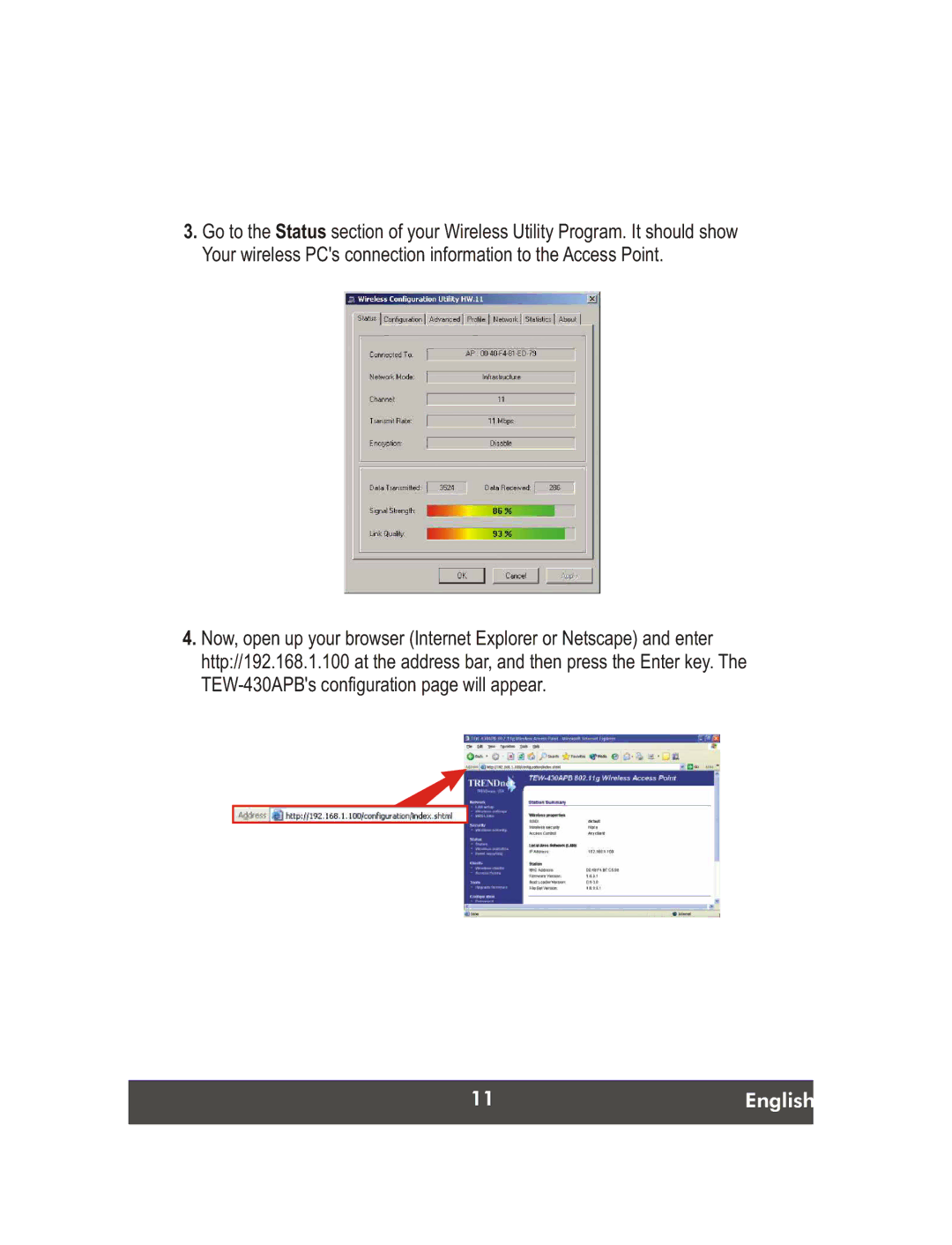 TRENDnet Wireless G LAN Access Point, TEW-430APB manual English 