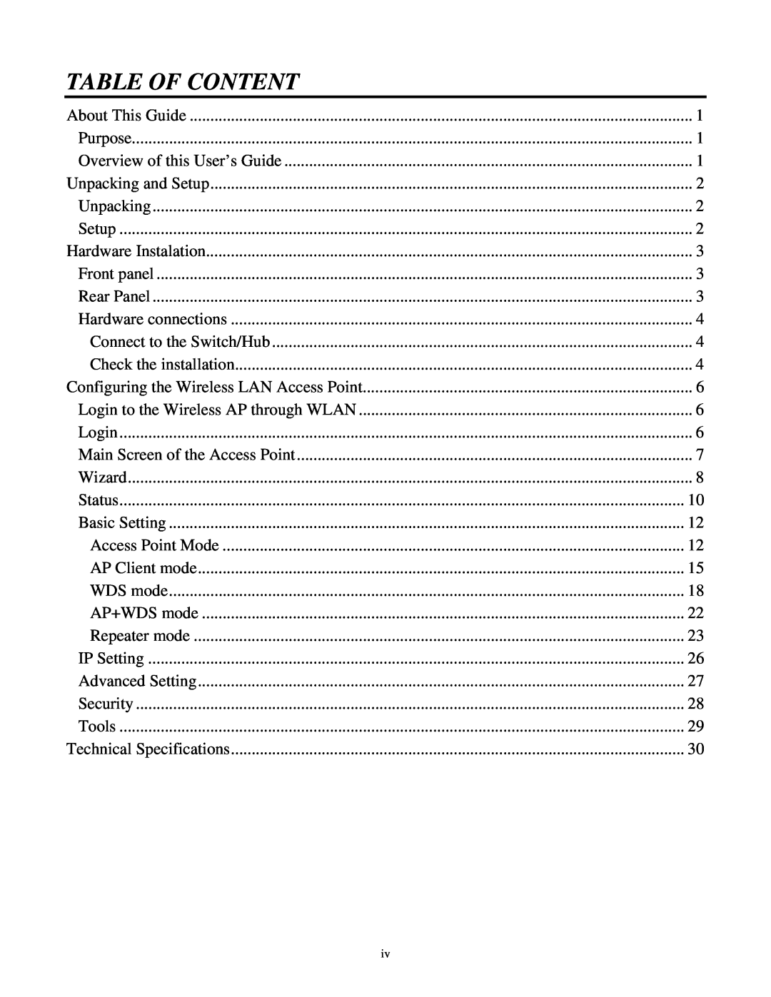 TRENDnet TEW-430APB manual Table Of Content 