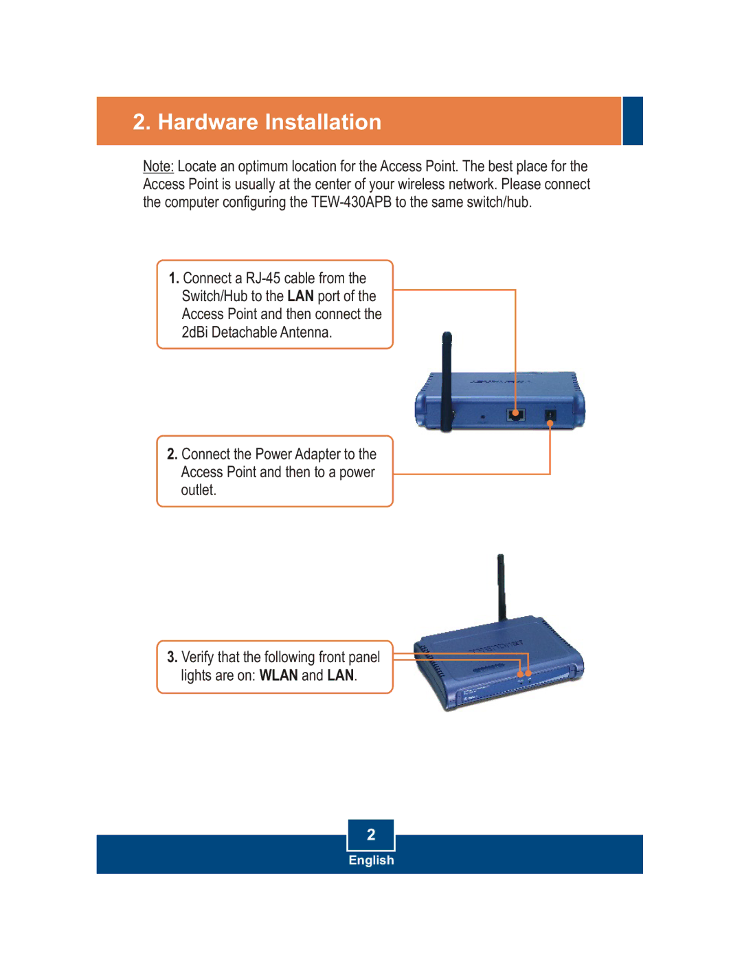 TRENDnet TEW-430APB manual Hardware Installation 