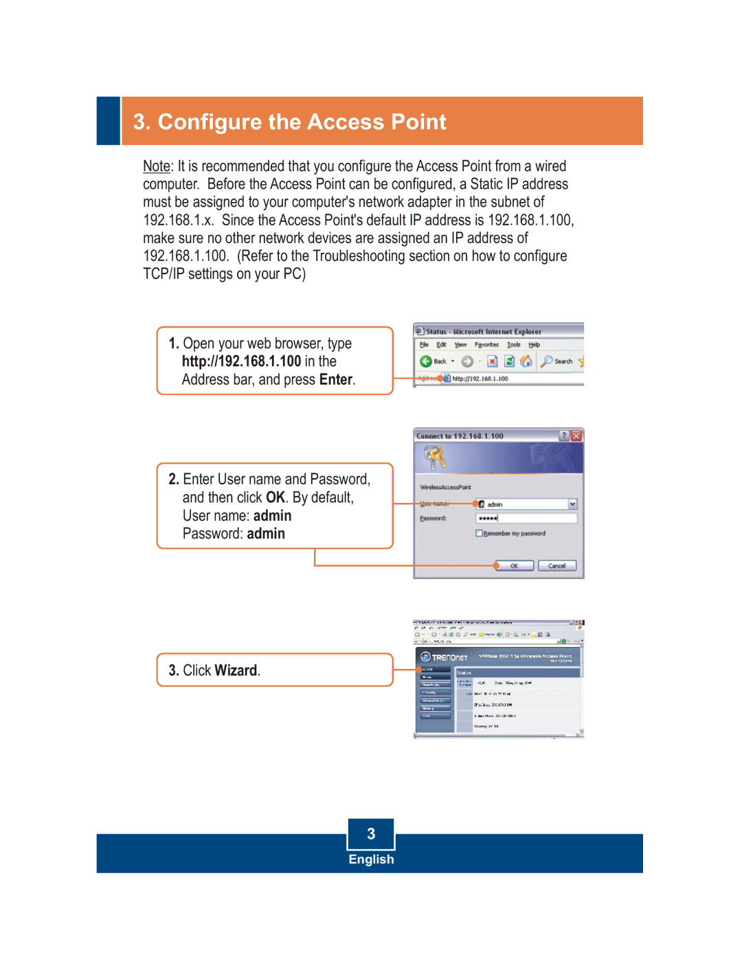 TRENDnet TEW-430APB manual Configure the Access Point 