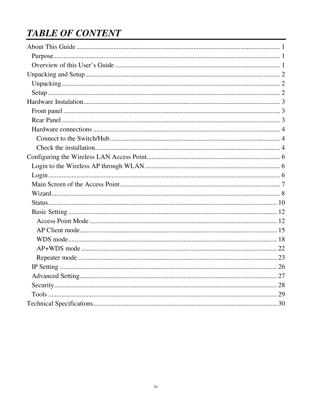 TRENDnet TEW-430APB manual Table of Content 