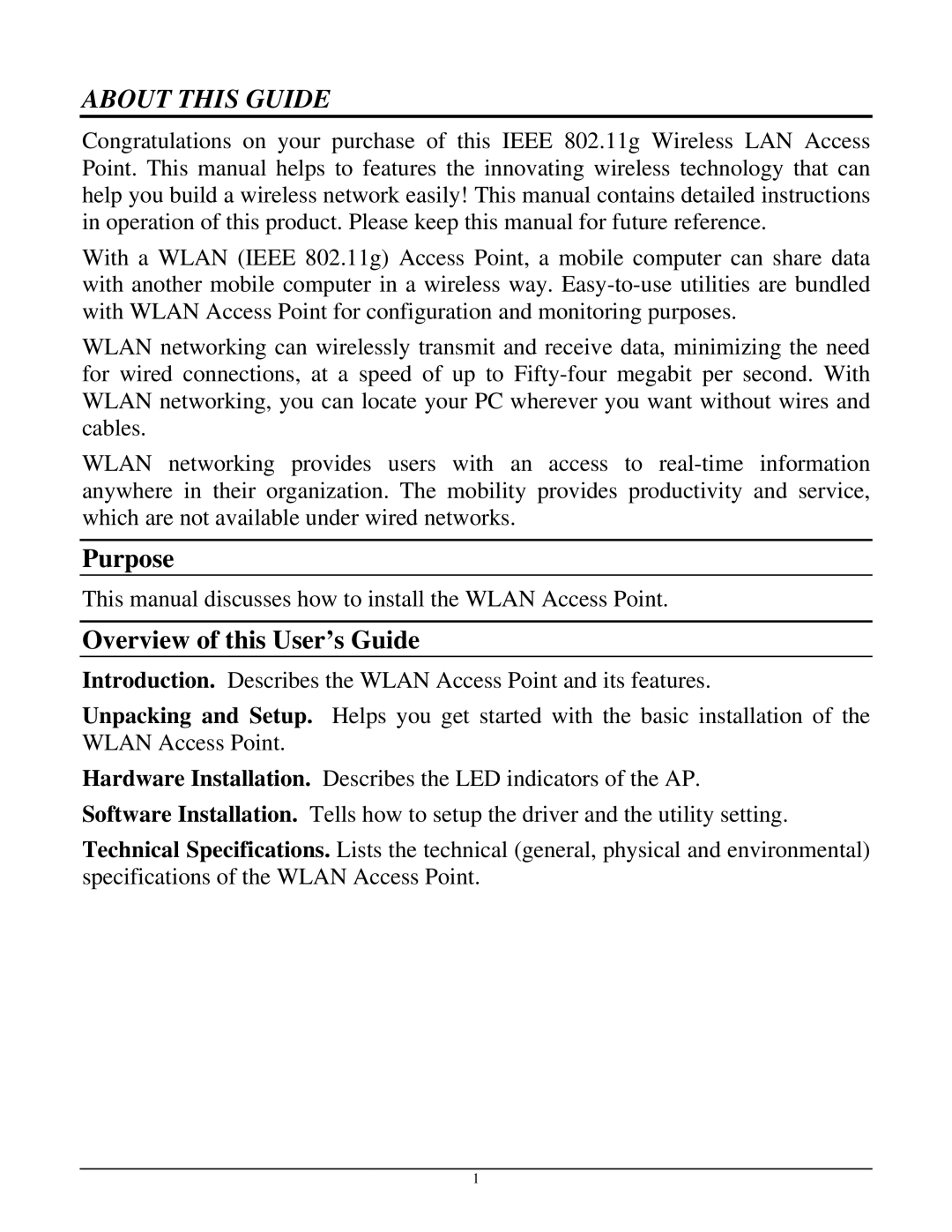 TRENDnet TEW-430APB manual Purpose, Overview of this User’s Guide 