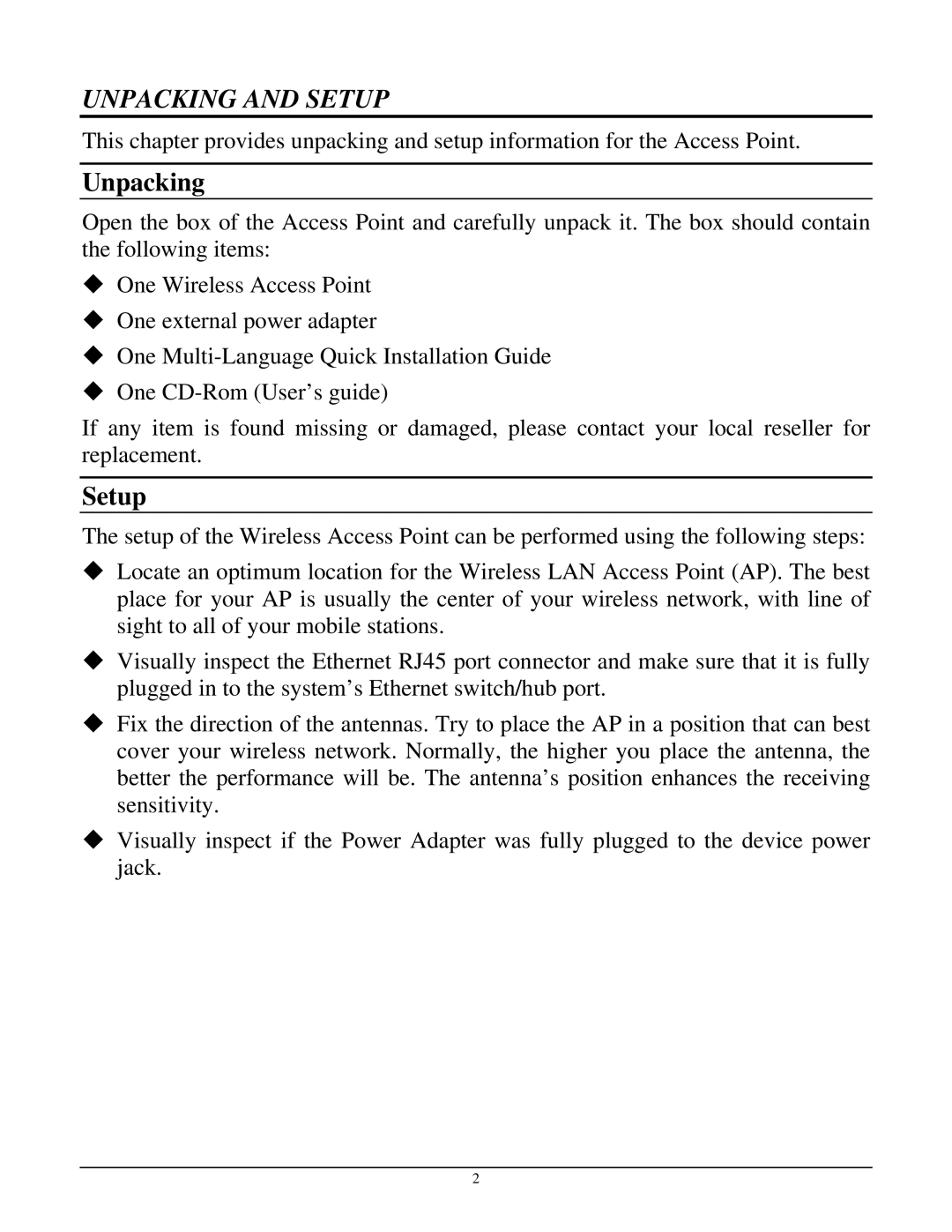 TRENDnet TEW-430APB manual Unpacking, Setup 