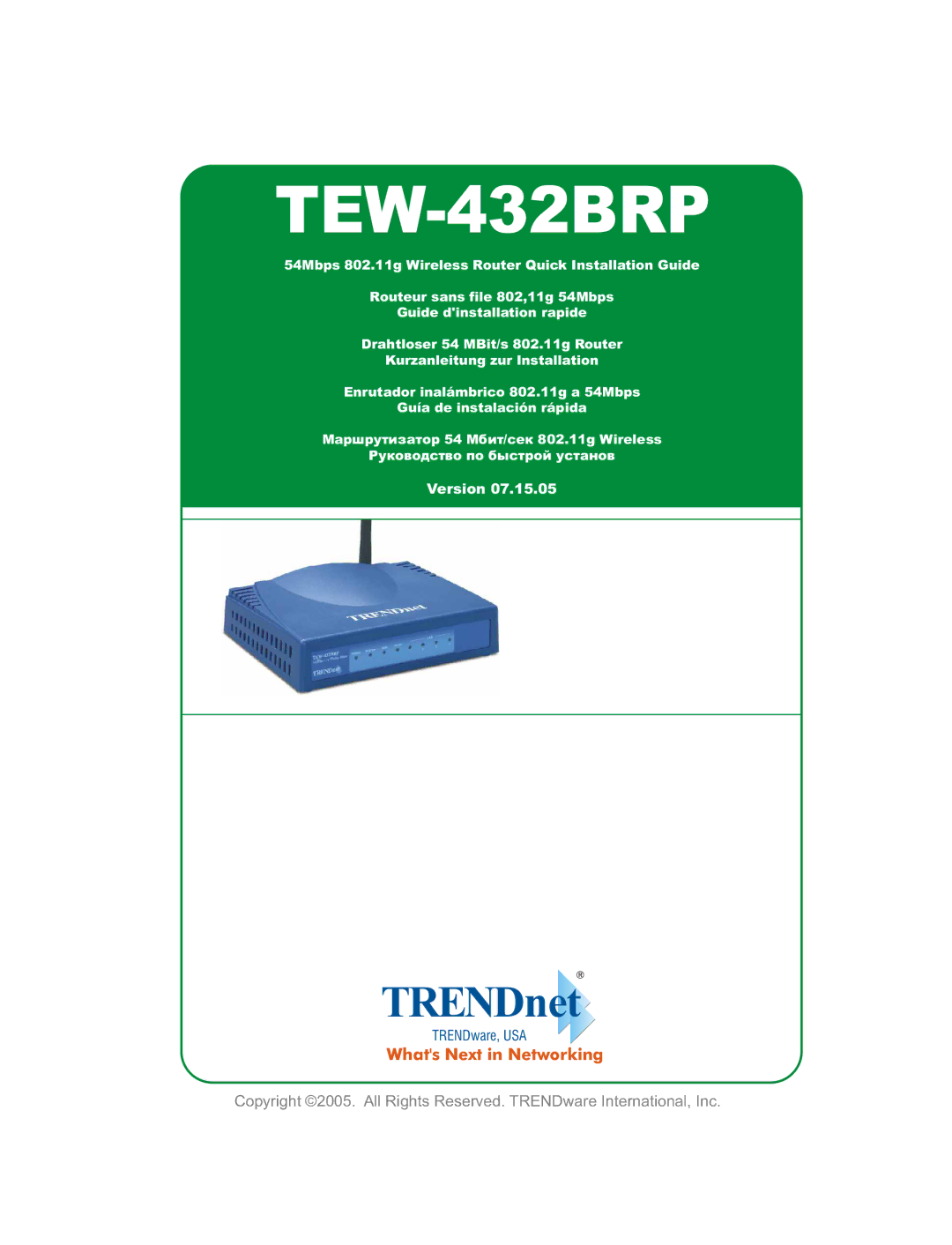 TRENDnet TEW-432BRP manual 