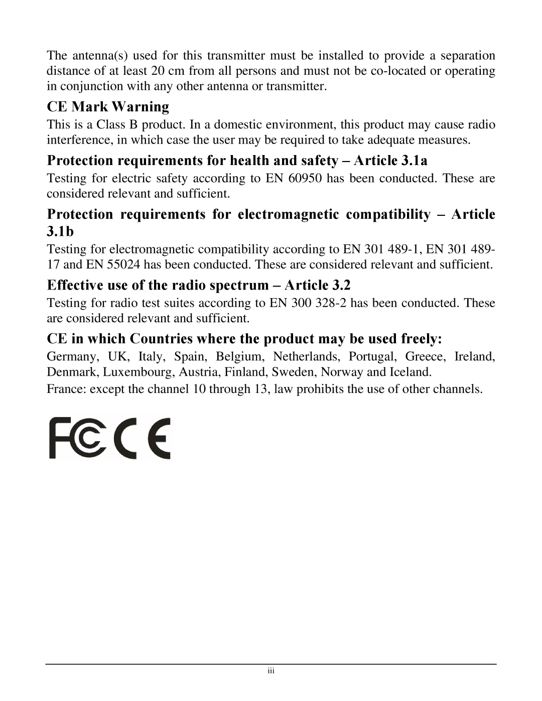 TRENDnet TEW-432BRP manual CE Mark Warning 