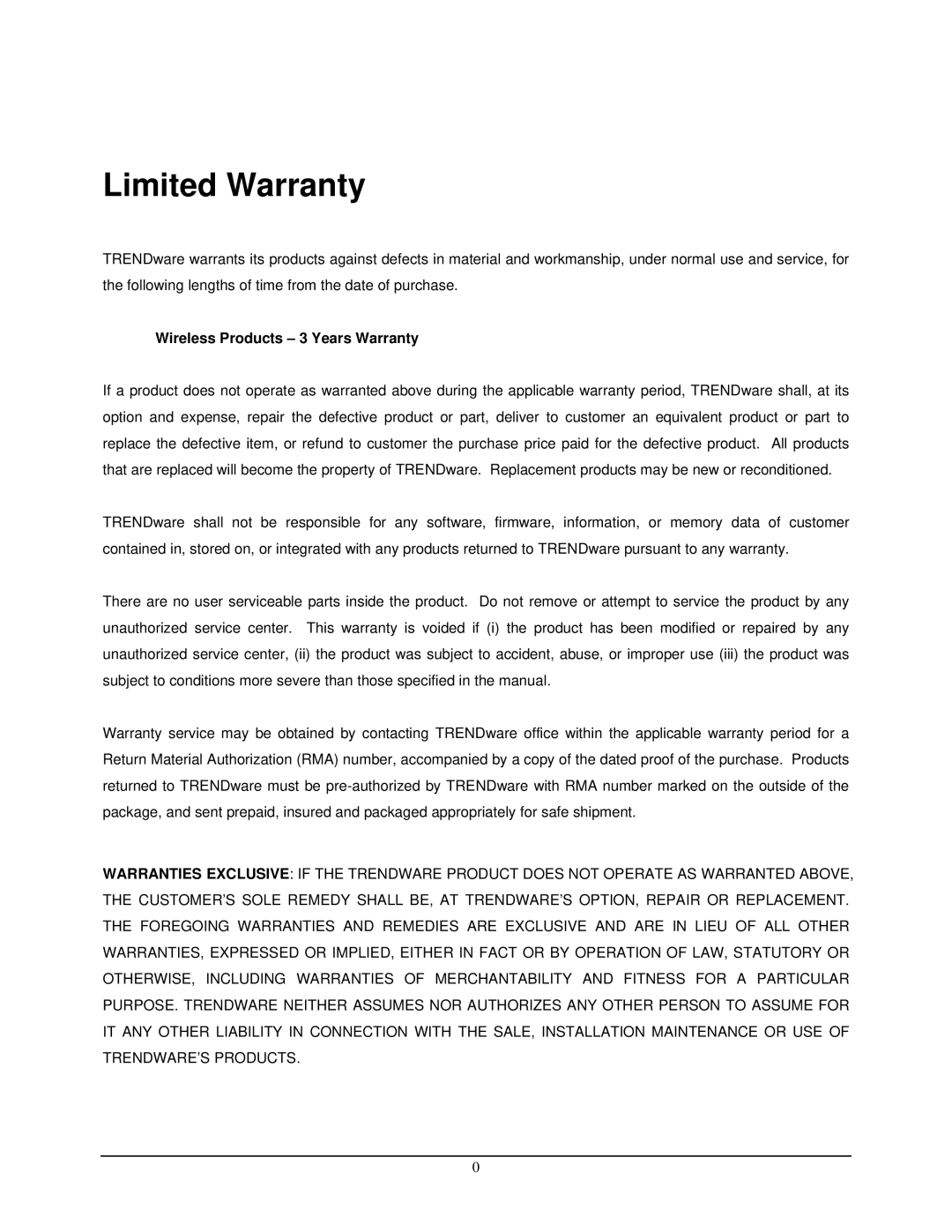 TRENDnet TEW-432BRP manual Limited Warranty 